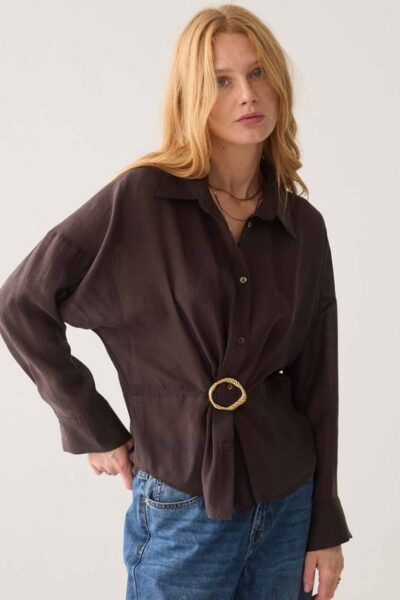 Blouse lyocell blend dark chocolate Summum