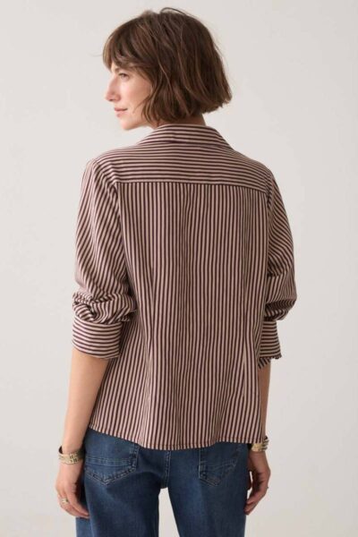 Blouse two tone stripe dark burgundy Summum