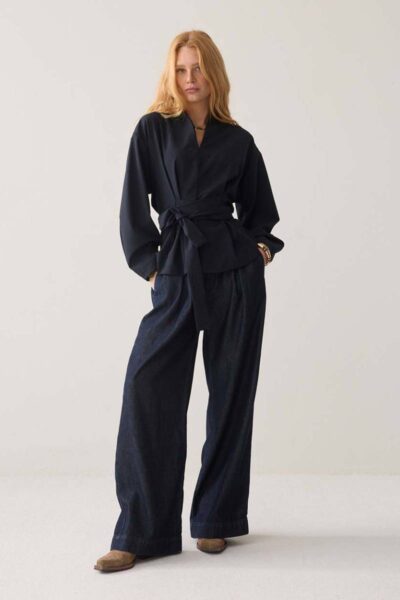 Top pinstripe small midnight blue Summum