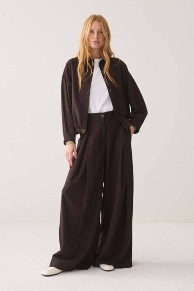 Blouse viscose twill dark chocolate Summum
