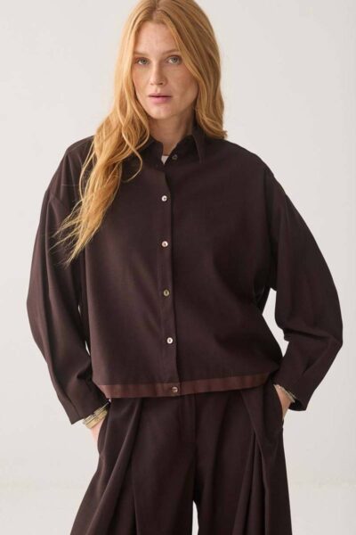 Blouse viscose twill dark chocolate Summum