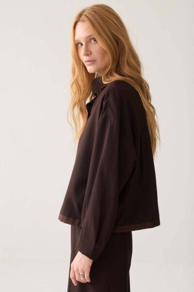 Blouse viscose twill dark chocolate Summum