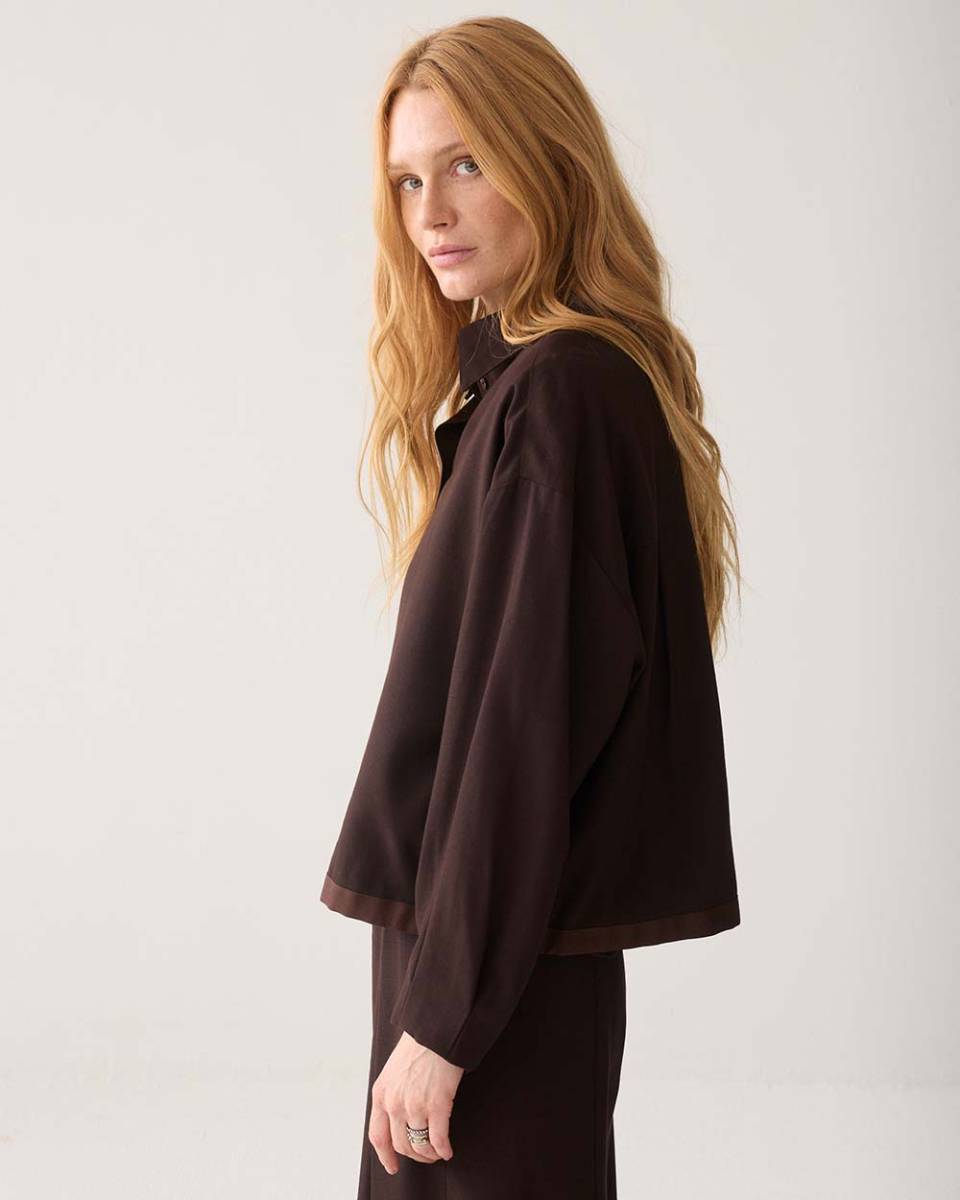 Blouse viscose twill dark chocolate Summum - Afbeelding 4