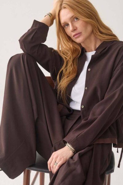 Blouse viscose twill dark chocolate Summum