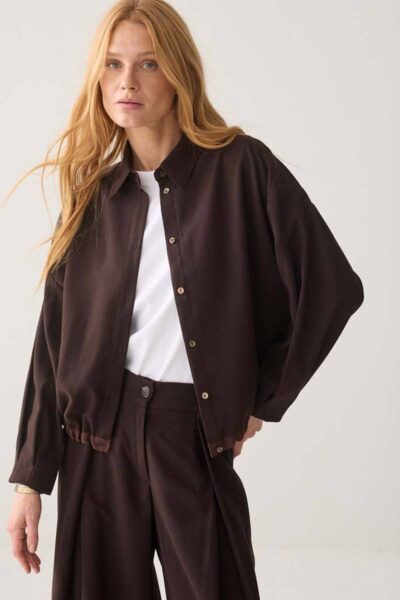 Blouse viscose twill dark chocolate Summum