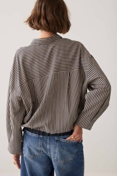 Blouse boxy two tone stripe small midnight Summum