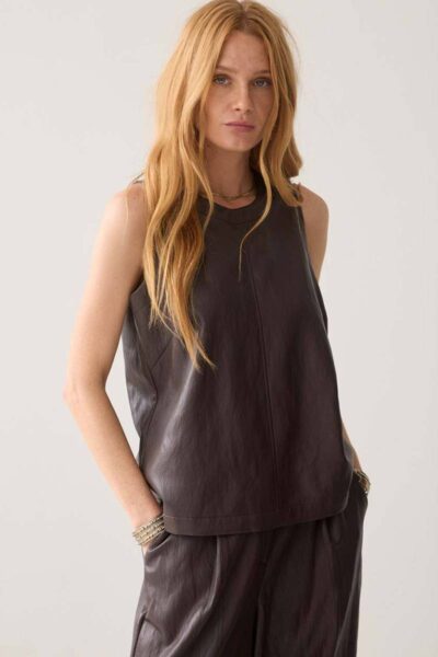 Top soft faux leather dark chocolate Summum