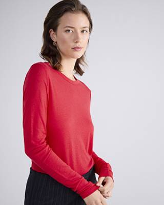 Round neck top lyocell true red Summum