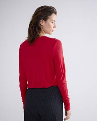 Round neck top lyocell true red Summum