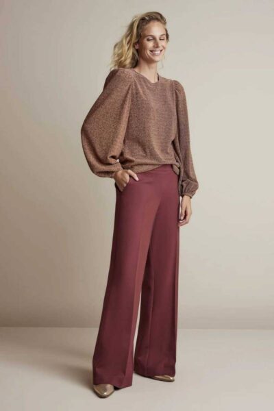 Long sleeve top lurex jersey rosewood Summum Woman