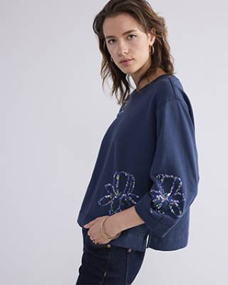 Sweatshirt embellished midnight blue Summum