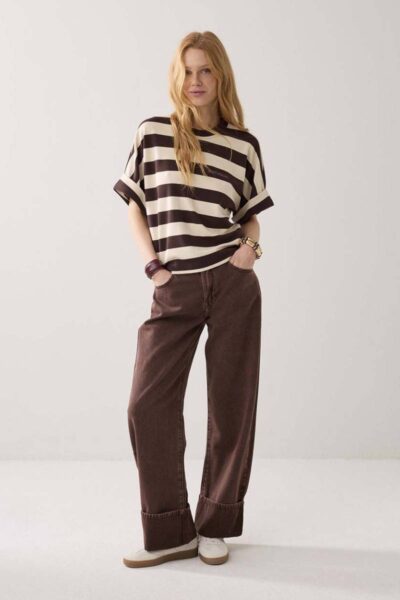 Top big stripe heavy jersey coffee Summum