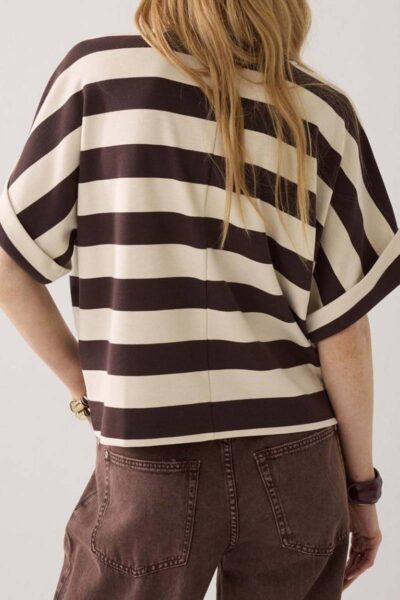 Top big stripe heavy jersey coffee Summum