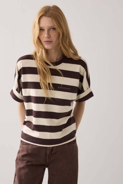 Top big stripe heavy jersey coffee Summum