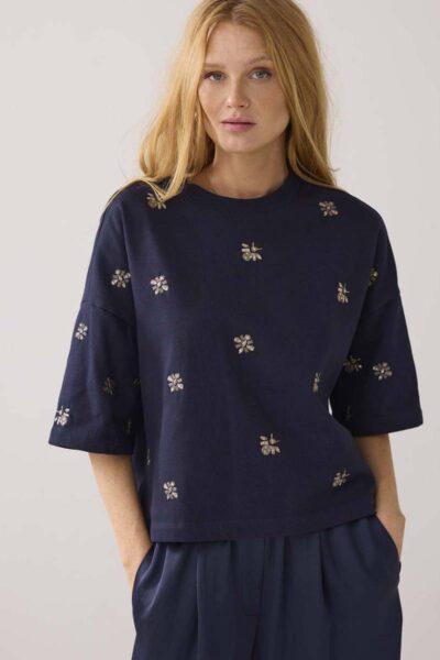 Embellished shortsleeve midnight blue Summum