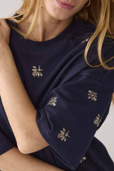 Embellished shortsleeve midnight blue Summum
