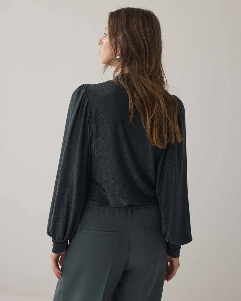 Top scarf soft lurex emerald green Summum Woman - Afbeelding 4