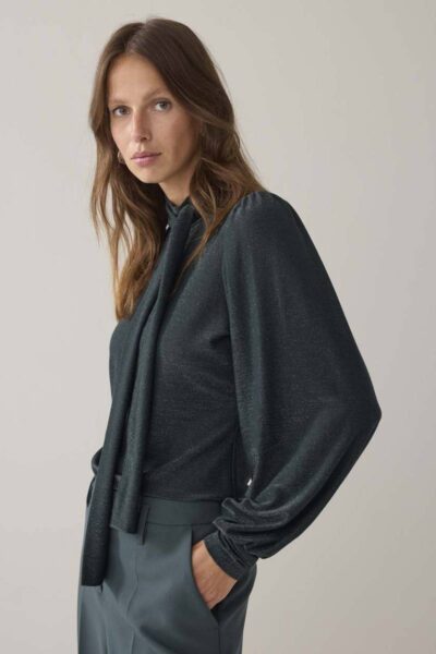 Top scarf soft lurex emerald green Summum Woman