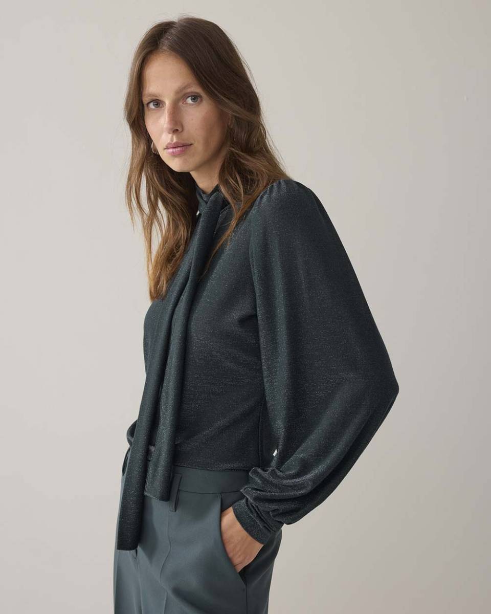 Top scarf soft lurex emerald green Summum Woman