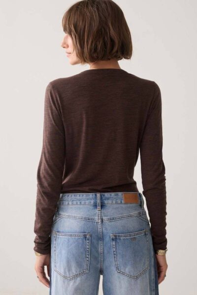 Tee linen wool jersey dark chocolate Summum