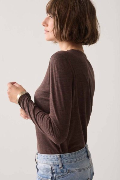 Tee linen wool jersey dark chocolate Summum