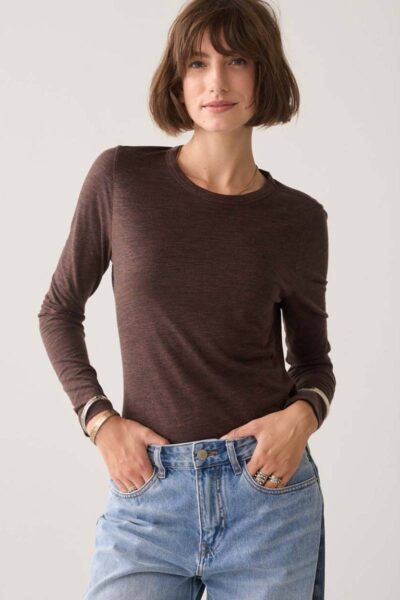 Tee linen wool jersey dark chocolate Summum