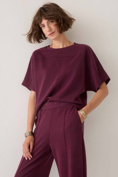 Boxy top soft scuba dark burgundy Summum