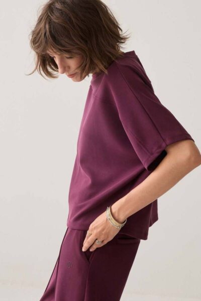 Boxy top soft scuba dark burgundy Summum