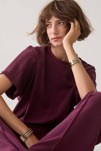 Boxy top soft scuba dark burgundy Summum