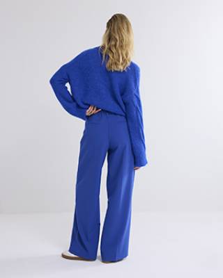 Trousers wide leg foeam uni royal blue Summum