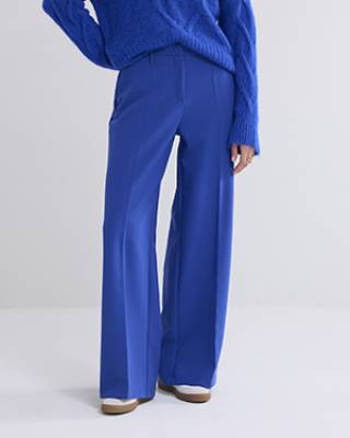 Trousers wide leg foeam uni royal blue Summum