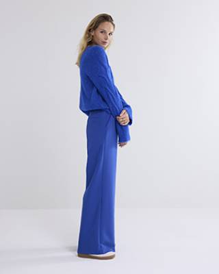 Trousers wide leg foeam uni royal blue Summum