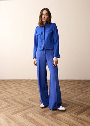 Trousers wide leg foeam uni royal blue Summum