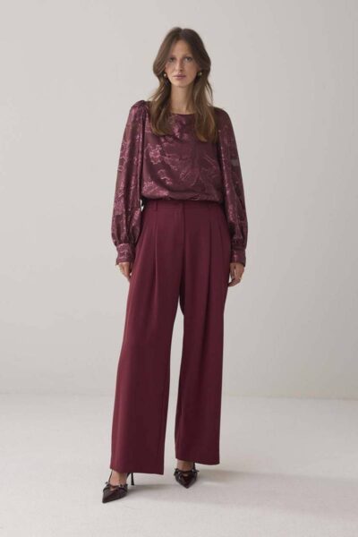 Trousers wide fluid merlot Summum Woman