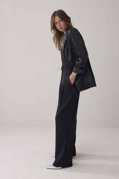 Trousers wide fluid black Summum Woman