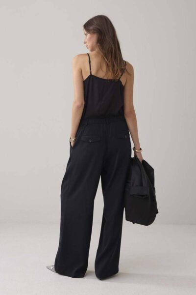 Trousers wide fluid black Summum Woman