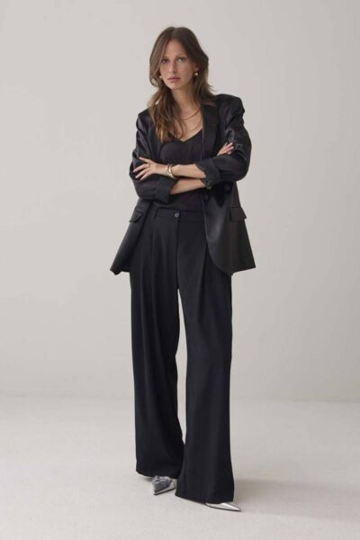 Trousers wide fluid black Summum Woman