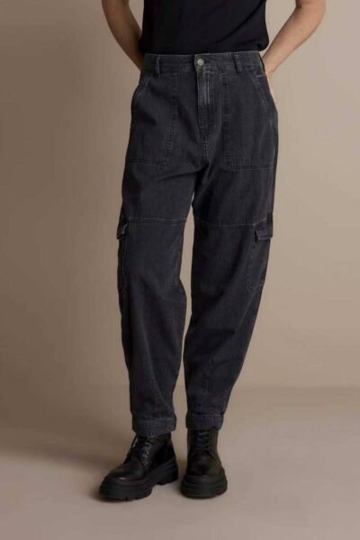 Denim cargo pants light weight black Summum Woman
