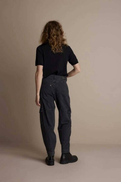 Denim cargo pants light weight black Summum Woman
