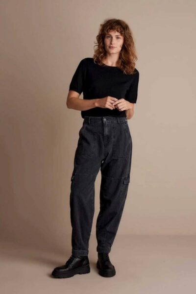 Denim cargo pants light weight black Summum Woman