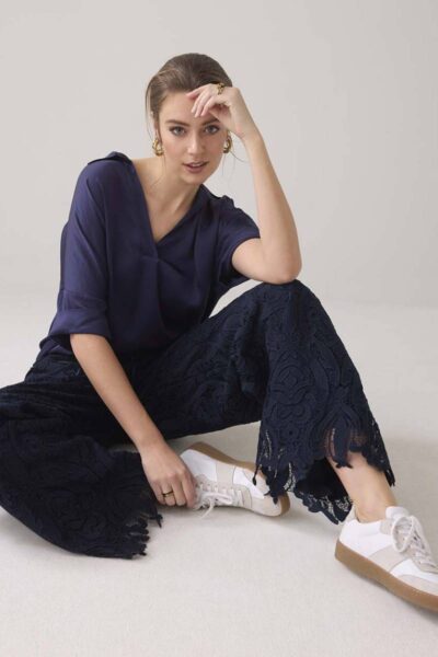 Long pants lace navy noir Summum