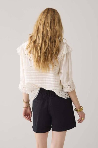 Short cotton linen twill black Summum