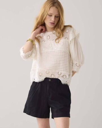 Short cotton linen twill black Summum