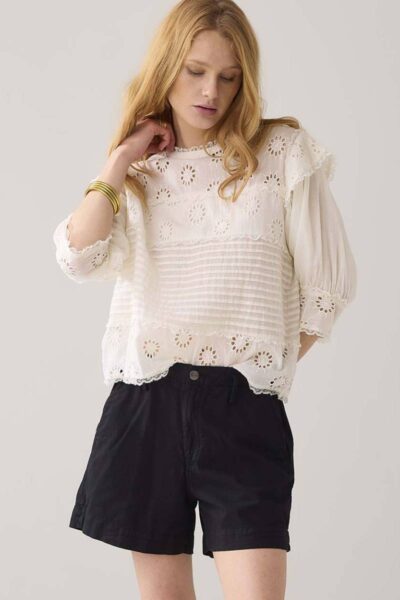 Short cotton linen twill black Summum