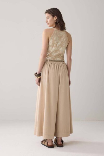 Culotte stretch poplin sesame Summum
