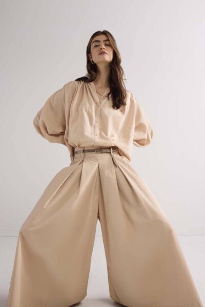 Culotte stretch poplin sesame Summum