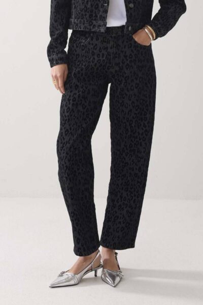 Jeans tapered black denim leopard Summum