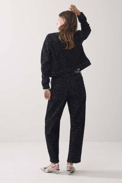 Jeans tapered black denim leopard Summum