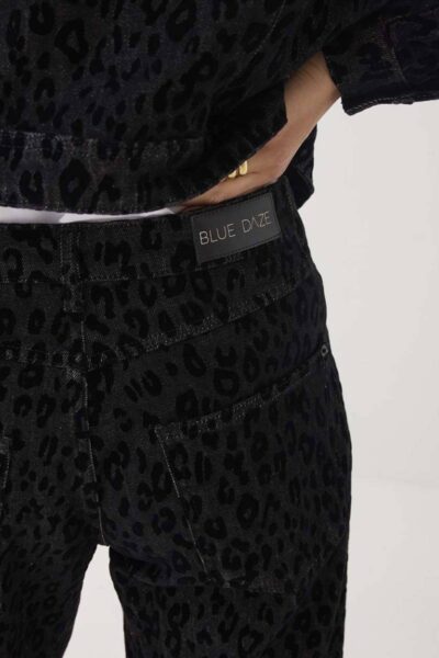 Jeans tapered black denim leopard Summum