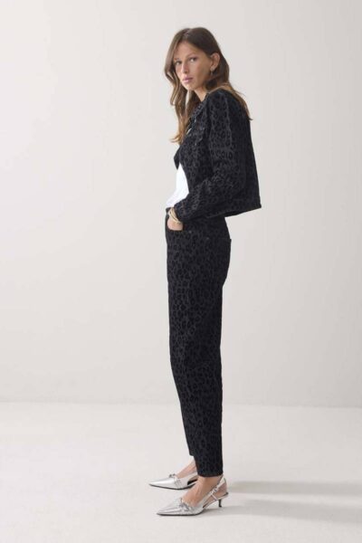 Jeans tapered black denim leopard Summum